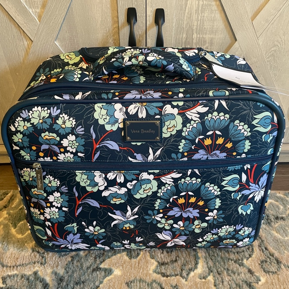 Vera Bradley Rolling Work Luggage Bag - NWT - Blue Floral/Paisley Print